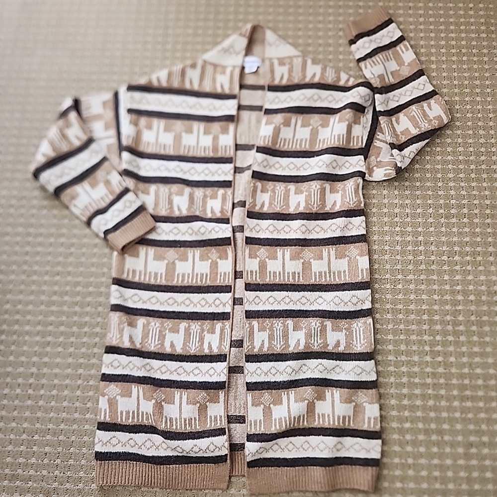 Women's Brown and Cream Cardigan
